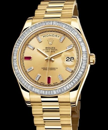 Rolex Watches Oyster Perpetual Day-Date II 218398 BR-83218 Yellow Gold - Diamonds & Rubies